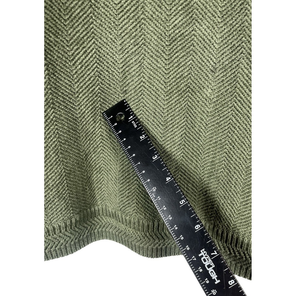Vtg 90s Sz M Mens Chaps Ralph Lauren Sweater Herringbone Knit Green Chunky Heavy - Picture 6 of 11